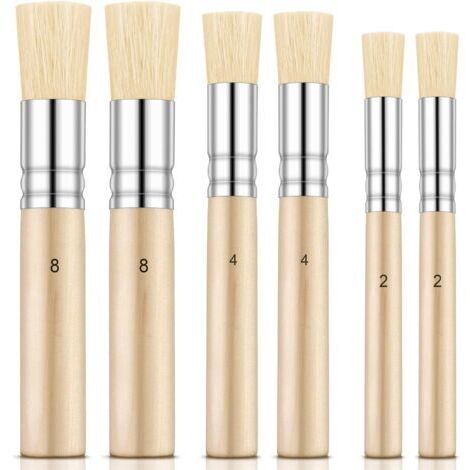 6 Brosses à pochoir en bois – Pinceaux naturels pour peinture à huile, aquarelle et acrylique – 3 tailles pour projets DIY et artisanat (1/5)