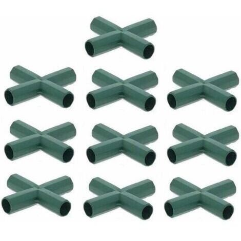 CHOYCLIT Lot de 10 Connecteurs De Cadre De Serre pour cadre de jardin, cages à fruits, clôtures, cadre de serre, connecteurs (16mm,Plat / 4 trous) (1/4)