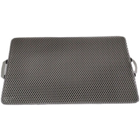 Tapis de piégeage de litière pour chat avec poignées – Matériau imperméable pour un nettoyage facile – Design nid d'abeille double couche – (55x 75 cm, gris)