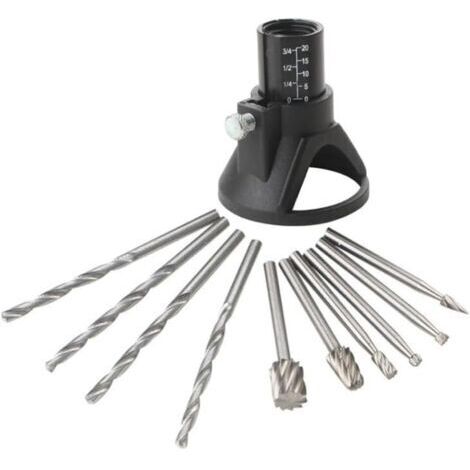 Kit découpe plaque de bois Outils rotatry Multi HSS forage Fraise Accessoir Précis rotatif à découper Positionneur 11PCS (1/5)