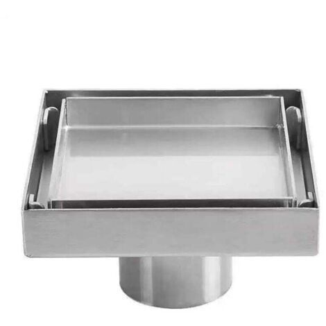 Siphon de sol invisible en acier inoxydable 304 drain de sol déodorant épaissi carré 1010cm (1/5)
