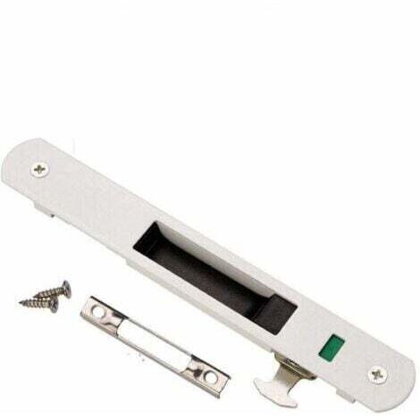 Serrure de porte coulissante - Garnitures de quincaillerie de verrouillage simple de fenêtre de porte coulissante en acier inoxydable de ménage(Blanc) (1/4)