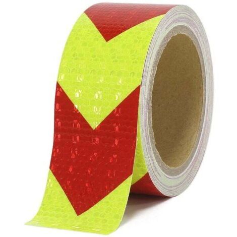 SNQ – Ruban de signalisation réfléchissant rouge et jaune 5cm x 10m – Haute visibilité étanche pour chantiers humides – Surface ultraréfléchissante (1/5)