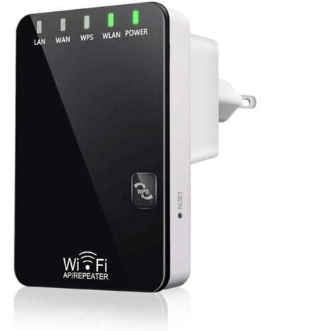 Répéteur WiFi Amplificateur sans Fil Puissant, WiFi Extender Booster 300Mbps 2.4Ghz, 2 Port Ethernet, WPS, Facile à Installation, Compatible avec Tous Les routeurs, AP/Routeur/Répéteur Mode (1/5)
