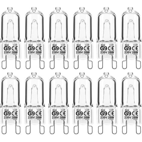 Ampoule G9 28W 230V Dimmable Blanc Chaud, Halogène Tolérance 300°C Pour Four Micro-ondes Cuisinière Plafonniers, Lot de 12 [Classe énergétique G] (1/5)