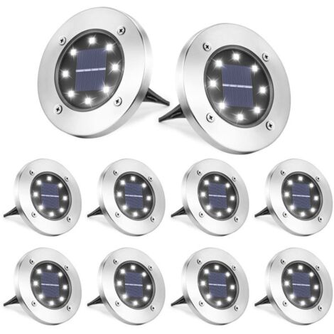 8 Pièces LED Lumière Solaire Extérieur-Lampe Solaires Jardin Au Sol-Blanc Froid Pelouse Lumière (1/5)