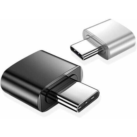 Adaptateur USB C vers USB (Lot de 2), Adaptateur USB Fem vers USB-C Mâle, Convertisseur Type C vers USB-A, Compatible avec MacBook, Téléphone USB-C et Plus (Noir et Argent) (1/5)