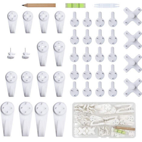43pcs Accroche Tableau Sans Percer Blanc Fixation Murale Sans Percer Crochet en Plastique pour Accroche Cadre Crochet Tableau Cadre Photo Chapeau (1/5)