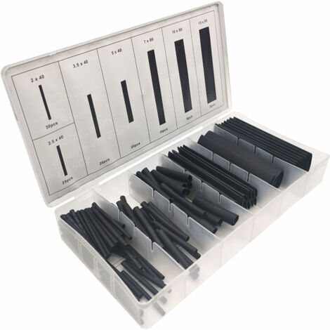 Lot de gaines thermorétractables, 127 pièces, différentes tailles, noir (1/5)