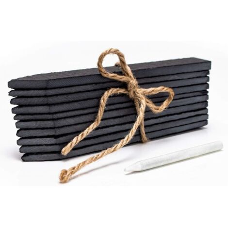 AMAZY Étiquettes en Ardoise pour Jardin - Lot de 10 Étiquettes Réutilisables + Craie - Résistantes aux Intempéries - Étiquettes pour Plantes, Semis, Pots de Fleurs et Potager (Lot de 10, 15 x 2.5cm) (1/5)