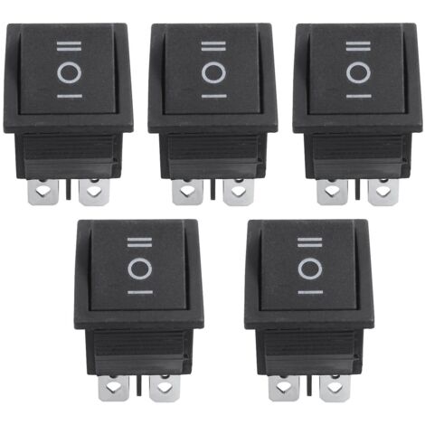 5 interrupteurs à bascule DPDT 6 broches noirs marche/arrêt/marche, 250 V CA/15 A ou 125 V CA/20 A (1/4)