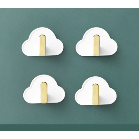 4 pièces de nuage en forme de L crochets sans soudure poinçonnage mur collant crochet cuisine salle de bain salle de bain sac clé crochet créatif(Blanc) (1/5)