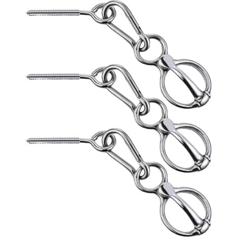 Lot de 3 anneaux d'attache pour chevaux, accessoires d'équitation avec boucle à pression pour la sécurité.