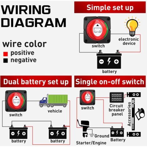 90015A Interrupteur de batterie 12-48V Étanche Heavy Duty Battery Cut ...