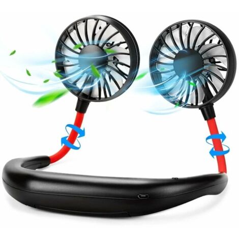 Ventilateur de cou portable (noir) - Lot de 2 - 2000 mAh (1/5)