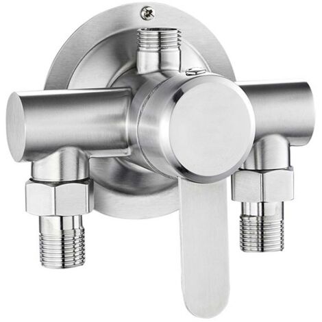 Mitigeur de douche mural en acier inoxydable avec commande d'eau chaude et froide, pour salle de bain, couleur argent. (1/5)