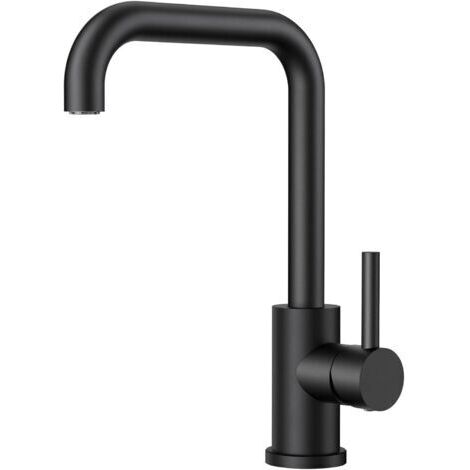 Robinet Cuisine Noir, Mitigeur Cuisine Pivotant à 360, Acier Inoxydable, Forme en L Monolevier pour 1 Trou (1/5)