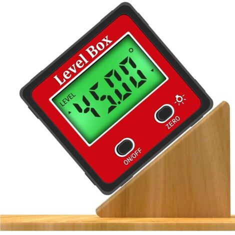 Inclinomètre numérique 2 boutons, LCD Rapporteur d'angle numérique avec Magnétique, 4x90° Etanche Mesureur Angle Goniomètres Pour Mesurer l'Biseau Voiture Travail,Rouge (1/5)