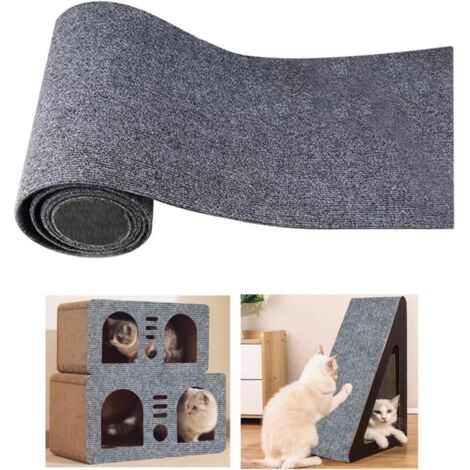 Tapis à gratter autocollant pour chat 200 cm x 40 cm, planche à gratter pour chat, tapis à gratter pour chat, ruban anti-rayures pour support de chat, manche en bois, tour à chat (1/5)