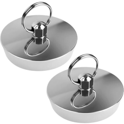 Lot de 2 bouchons de baignoire, bouchon de vidange de 42 à 46 mm, bouchon de vidange de baignoire, bouchon en caoutchouc pour évier, bouchon d'évier avec crochets, pour piscines, baignoires, lavabos (1/5)