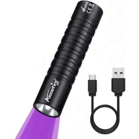 SV99 3W Lampe Torche UV LED 395nm Petit Type C USB Rechargeable Lampe Ultraviolet Lumiere Noire Détecteur D'urine pour Resine, Pêche, Scorpion, Minéraux, Ambre avec Batterie Intégrée (1/5)