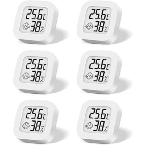 Lot de 6 mini thermomètres numériques, hygromètre LCD, température intérieure sans fil, hygromètre, capteur de température de haute précision, affichage en ℉/℃ pour chambre de bébé, intérieur, bureau (1/5)