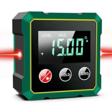 Inclinomètre Magnétique Numérique avec Laser Electronique, Niveau Numérique USB Rechargeable, Base Magnétique Forte et Ecran LCD Rétro-éclairé, Rapporteur Inclinomètre pour le Travail du Bois (A) (1/5)