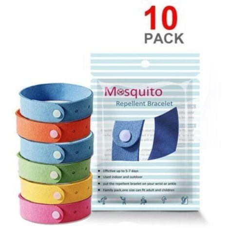 Bracelet anti moustique Idéal pour les activités en plein air Sachet de 10 bracelets en microfibre pour enfants et adultes Pratique et ludique (1/5)