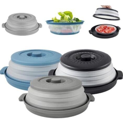 3 Pièces Couvercle Micro Ondes Pliable avec Plateau, Cloche Micro Ondes Rétractable, Cloche Micro Onde Couvercle, pour Micro Onde Fruits Légumes, sans Bpa (1/5)