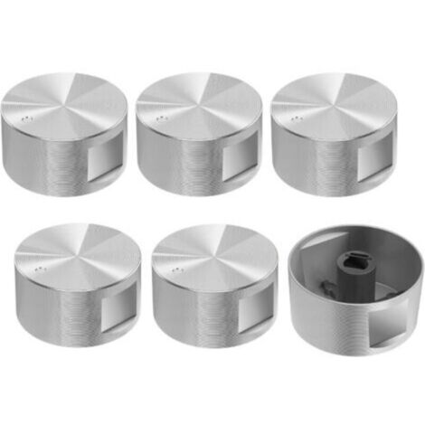 Lot de 6 boutons de four, boutons de 6 mm pour cuisinière à gaz et plaques de cuisson, boutons en métal argenté pour cuisinière et plaques de cuisson. (1/5)
