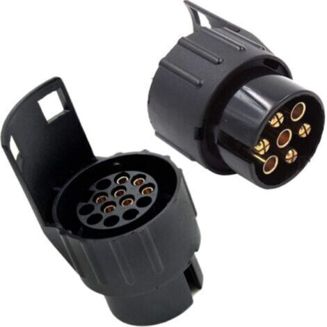 Lot de 2 fiches adaptateur 13 à 7 broches, selon ISO 11446 et ISO 1724, pour systèmes de remorque 12 V, connecteur de connexion remorque à voiture, pour remorque de voiture, fiche adaptateur remorque (1/4)