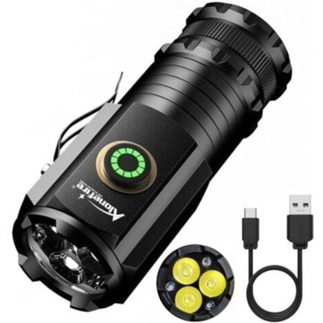 X23 Mini Lampe de Poche LED USB-C Rechargeable Petite Lumineuse 5 Modes Lampe Stylo Portatif Etanche Longue Durée de Vie des Piles avec Aimant de Queue, Clip, Pile pour Extérieur, Randonnée