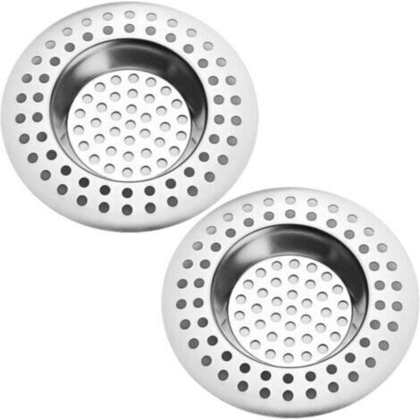 Lot de 2 bondes d'évier de cuisine en acier inoxydable - Protection standard - Pour salle de bain, cuisine, douche (diamètre extérieur 7,5 cm, diamètre intérieur 3,6 cm) (1/5)
