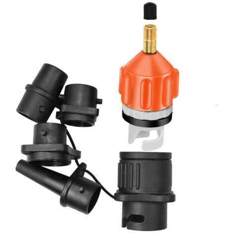 Adaptateur de Pompe Sup Adaptateur de Valve Standard avec 4 Buses pour Bateau à Rames Gonflable,Planche de Stand up Paddle, Kayak(orange) (1/5)