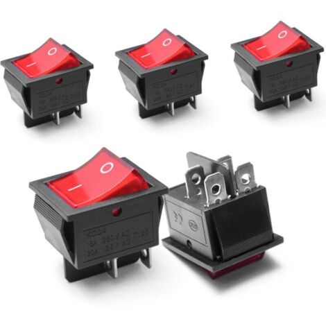 5Pcs Lumière On/Off bateau Interrupteur à bascule 4 Broches Rouge (1/4)