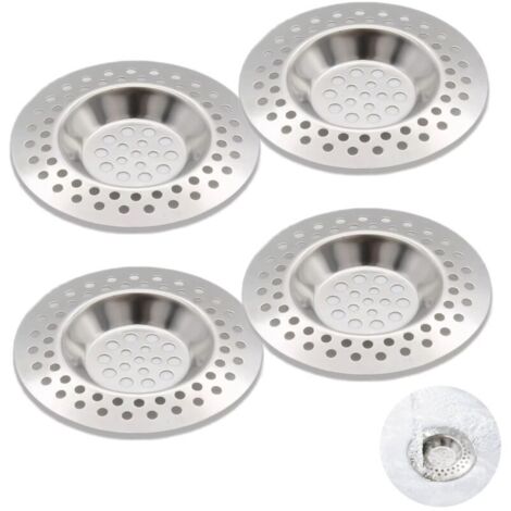 4 Pcs Filtre Évier Cuisine en Acier Inoxydable, Protege Evier Cuisine, Grille Anti-Obstruction pour Évier de Cuisine et Salle de Bain, Filtre de Vidange, Tamis Crépine à Drain (1/3)