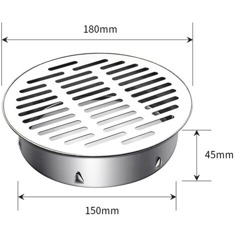 Siphon de Sol en Acier Inoxydable, Couvercle de Grille Rond Anti-Blocage Rond, Crépines de Vidange de Balcon pour Salle de Bain, Cuisine, Salle de Bain(160 Bouche Plate) (1/4)