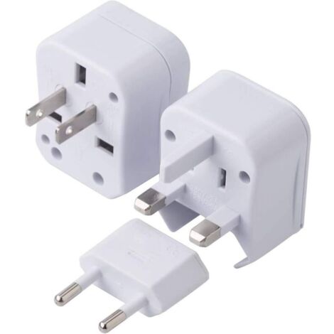 Adaptateur de Voyage – Adaptateur Prise Courant International Universel – Embouts 3 en 1 –220V (Blanc)