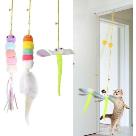 Jouet pour Chat Accroché à La Porte 2m Jouets à Plumes Simulation, 3Pcs Cataire Jouet Chat Interieur Élastique, Réaliste Jouet à Plumes pour Chats Suspendre avec Cloche, Jouets interactifs pour Chats (1/5)