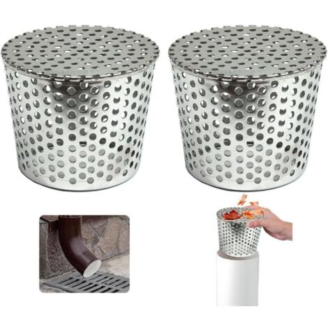 Filtres De Gouttière en Acier Inoxydable, Lot de 2 Crapaudine de Gouttière 90-110mm, Filtre Gouttière À Mailles, Grille Protection Gouttiere Anti Feuille, Filtre de Gouttière pour Éviter les Blocages (1/5)