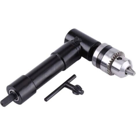 Fixation de perceuse d'angle de mandrin 1/2, perceuse robuste à 90 degrés + adaptateur de perceuse à tige hexagonale à angle droit de 8 mm, fixation d'angle, perceuse d'extension