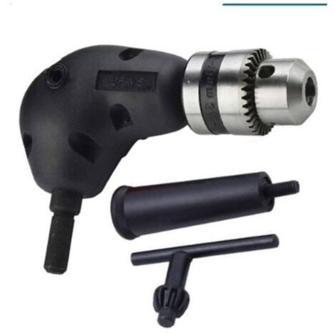 Extension de mandrin de perceuse à angle de 90 degrés, adaptateur de perceuse à angle droit, accessoires d'outils électriques de fixation de mandrin pour percer dans des espaces restreints (1/4)