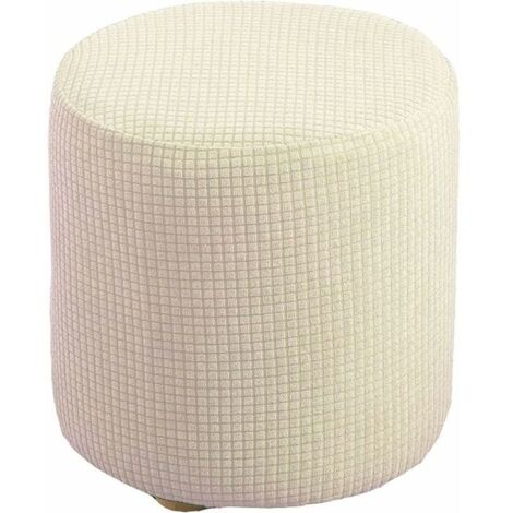 Housse de Pouf Ottomane Carrée/Rond  Extensible, Housses de Repose-Pieds en Jacquard Doux pour protéger Le Repose-Pieds, Housse de Pouf avec Fond élastique ( Color : blanc laiteux , Size : 30x30cm ) (1/5)