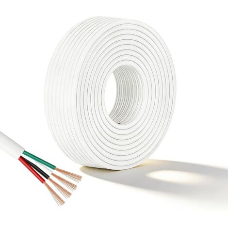 Câble Électrique Souple PVC Cuivre 28AWG Blanc, 10 Mètres, Diamètre Extérieur 3.0 MM, 4 Conducteurs, Résistant à la Flexion, Anti-Oxydant, Adapté aux Environnements Secs