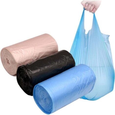 Sacs poubelle de salle de bain de 4 gallons, 3 rouleaux/150 sacs à ordures avec petites poignées pour le bureau, la cuisine, la chambre à coucher, poubelles portables colorées (mélange de 3 couleurs 1 (1/5)