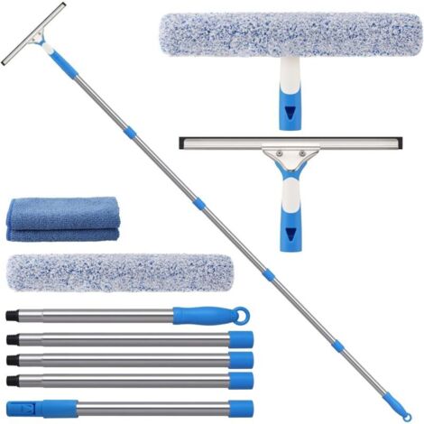 Window Squeegee with Telescopic Handle (196 cm), Window Cleaner with Silicone Blade and Microfibre Brush, Window Washer, Professional Window Cleaning Kit for Windows/Cars (1/5)