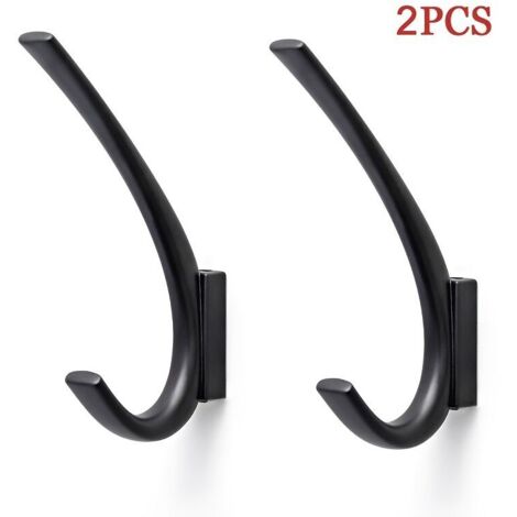 Lot de 2 Crochets Garderobe Métal Or Mat/Noir - Élégant Poli Durable - Idéal pour Familles Salle de Bain Chambre noir (1/4)