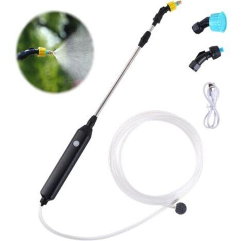 Pulvérisateur de jardin électrique avec 3 buses et tuyau 3M, rechargeable par USB pour la protection des plantes, le désherbage et le lavage de voiture (5V) (1/4)