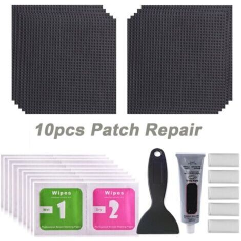 Kit de réparation noir résilient 10 pièces, kit de réparation de trampoline répare les trous ou les déchirures dans les tapis de trampoline (1/2)