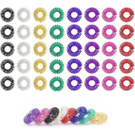 40 Pièces Bague de Massage Des Doigts, 8 Couleurs Anneaux de Massage des Doigts, Bague Accupressure pour Améliorer La Circulation Sanguine et Soulager Les Douleurs Articulaires (1/5)
